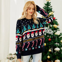 Vintage Style 2025 Christmas Women's Knitwear Warm Soft Sweaters Cartoon Print Casual Loose Jumper Xmas Look Female Pullover Top