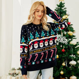 Vintage Style 2025 Christmas Women's Knitwear Warm Soft Sweaters Cartoon Print Casual Loose Jumper Xmas Look Female Pullover Top