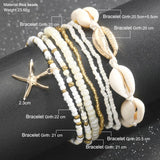 7Pcs shell Starfish Pendant Rice Beads Beaded Anklet for Women Summer Fashion Multi-layer Bracelet Anklet Bohemian Leg Jewelry