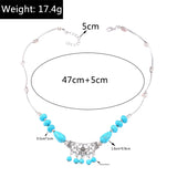 Ethnic Antique Silver Color Moon Choker Necklaces for Women Boho Turquoise Necklace Girls Party Jewelry Gifts