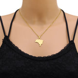 2024 new fashion stainless steel glossy Brazil map pendant necklace temperament everything collarbone chain birthday anniversary