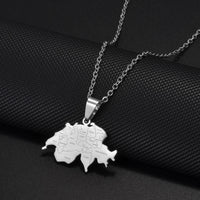Anniyo Switzerland Map and Cities Pendant Necklaces for Women,Suisse Svizzera Svizra Schweizerische Swiss Maps Jewelry #513762