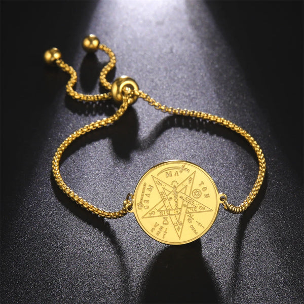 EUEAVAN Wicca Tetragrammaton Pentacle Bracelet Stainless Steel Magical Solomon Seal Pentagram Protection Sacred Amulet Jewelry