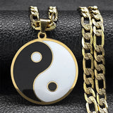 Yin Yang Pendant Necklace for Men Stainless Steel Gold Color Chinese Taoism Ba Gua Taichi Sign Necklaces Jewelry Gifts N8476S08