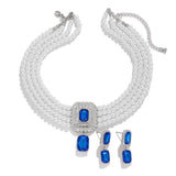 1Set Luxury Multilayer Imitation Pearl Necklace Earrings For Women Girls Temperament Jewelry Bridal Rhinestone Wedding Jewelry
