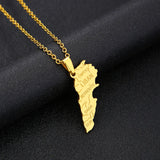 2024 New fashion stainless steel Lebanon map necklace for women and men couples ethnic style accessory collarbone chain annivers