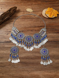 KMVEXO Gypsy Bohemia Chic Vintage Metal Coin Crystal Tassel Jewelry Sets Women Hippie Turkish Ethnic Tribal Necklace Earring Set
