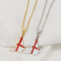 Anniyo England Ireland Pendant Necklaces for Women Girls Stainless Steel Lloegr Angleterre Éirinn Accessory #504862