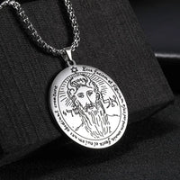 Nordic fashion trend titanium steel jewelry laser marking Solomon round brand pendant stainless steel necklace