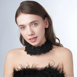 Pearl Beaded Lace Trim Collar Ribbons Women Necklace Wedding Jewelry for Clothes Dress  Beads Crystal Collar Wedding Jewelry