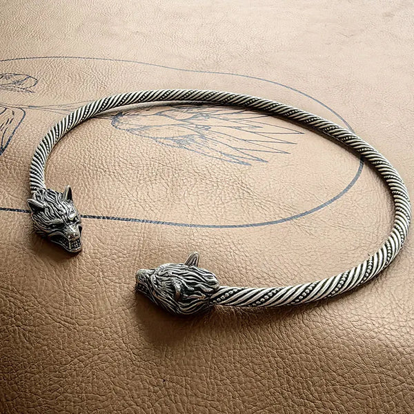 Medieval viking wolf copper Necklace Traditional Celtic Torq Torque, Authentic Neckand Ancient Norse Neck Ring Viking Torc
