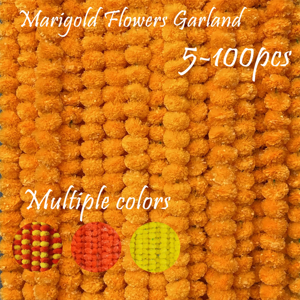 5-50pcs Marigold Flower Garland For Decoration Artificial Flowers 5 feet Diwali Pooja Mexican Party Fiesta Day of The Dead