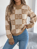 VigoCasey 2025 Winter Casual Christmas Knitted Sweater Women O Neck Print Loose Pullover Autumn Lady Lantern Long Sleeve Jumper