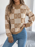 VigoCasey 2025 Winter Casual Christmas Knitted Sweater Women O Neck Print Loose Pullover Autumn Lady Lantern Long Sleeve Jumper