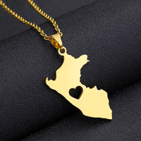 2024 new fashion stainless steel smooth Peru map heart necklace for women and men couples ethnic style accessories collarbone ch