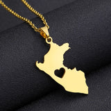 2024 new fashion stainless steel smooth Peru map heart necklace for women and men couples ethnic style accessories collarbone ch