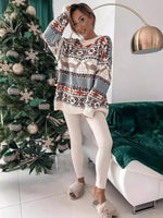 New Knitted Sweater 20255 O Neck Loose Christmas Print Long-sleeved Women's Sweater Winter Fashion Elegant Casual Sweaters