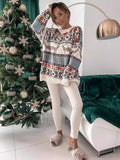 New Knitted Sweater 20255 O Neck Loose Christmas Print Long-sleeved Women's Sweater Winter Fashion Elegant Casual Sweaters
