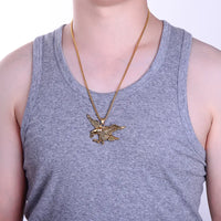 European and American Fashion Gold Plated Stainless Steel Men's Eagle Wings Pendant Necklace Chain