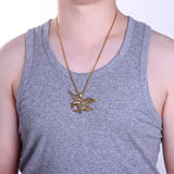 European and American Fashion Gold Plated Stainless Steel Men's Eagle Wings Pendant Necklace Chain