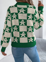 VigoCasey 2025 Autumn Winter Christmas Knitted Sweater Women Casual Plaid Print Pullover Lady Lantern Long Sleeve Loose Jumper