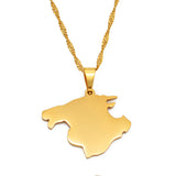 Anniyo Mallorca Spain Map Pendant Necklaces Chains Jewelry #165221