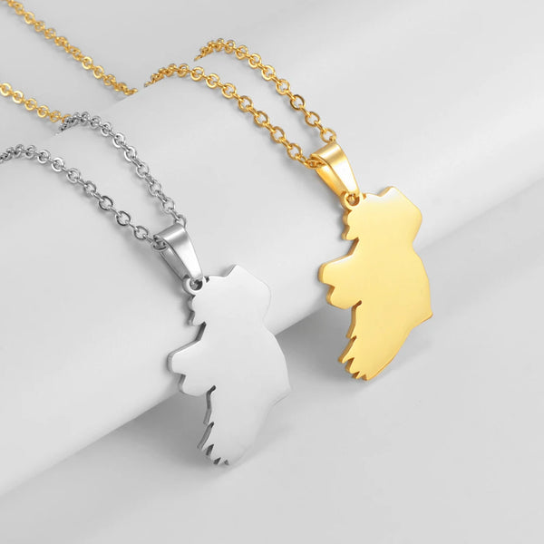 Anniyo Ireland Map Pendant Necklaces Stainless Steel Éirinn Jewelry #350901
