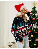 Autumn And Winter Christmas Tree Sweater Pullover Small Snowman Sweater New Fashion Elegant Casual Loose Top Sweater 2025
