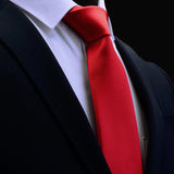 GUSLESON Quality Jacquard Woven Silk Solid Tie for Men 8cm Classic Plain Necktie Red Navy Gold Yellow Ties for Wedding Business