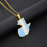 2024 New fashion stainless steel retro dripping Guatemala map necklace for women and men couples ethnic style accessories collar