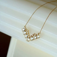Natural Jade Chalcedony White Bead Small V-shaped necklaces Pendant Fashion Light Luxury clavicle chain Banquet jewelry