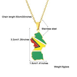 2024 new fashion stainless steel French Guiana map flag pendant necklace temperament everything collarbone chain birthday annive