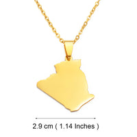 Anniyo 2.9cm Algeria Map Pendant Necklaces for Women Men Ethnic Jewelry Stainless Steel Algérie #316221