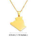 Anniyo 2.9cm Algeria Map Pendant Necklaces for Women Men Ethnic Jewelry Stainless Steel Algérie #316221