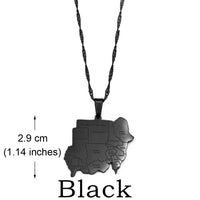 Anniyo Republic of the Sudan Map and Cities Pendant Necklace North Sudan Jewelry @214521