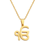 Anniyo 45CM Chain Sikhism Symbol Religion Khanda Pendant Necklaces Sikkhi Sikh Punjab Jewelry @327621