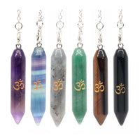 Natural Gem Stone Pendant Crystal Pendulum for Divination Answer Reiki OM Charms Fluorite Amethysts Clear Quartz Pendulos x228