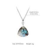Fashion Natural Labradorite Necklace Pendant Triangle Round Teardrop and Other Ladies Friendship Mother Gift Necklace Jewelry