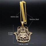 Hamsa Hand Muslims Judaism Hollow Necklace for Women Hand of Fatima Lotus Flower Stainless Steel Necklaces Jewelry Gift N8083S04