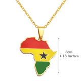 3CM Hip-Hop Africa Map Pendant Necklaces Stainless Steel Jewelry Kenya Mali Senegal Somalia Ghana Sierra Leone Liberia #350221