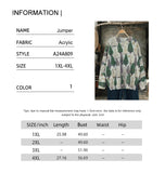 Plus Size Women's Christmas Tree Knit Crochet Cardigan Sweater Long Sleeve Autumn Cozy Colorful Jacket