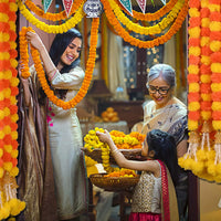 5-50pcs Marigold Flower Garlands 5 Ft Artificial Flower Garland Indian Décor,Pooja, Diwali, Fiesta Day of The Dead, Mexican Par