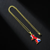 2024 New fashion stainless steel United Kingdom of Great Britain and Northern Ireland map Necklace for women and men couples Eth