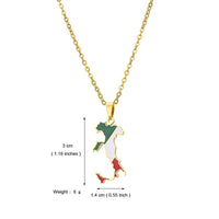 Italian map pendant stainless steel necklace famous ethnic style female niche design sense of light luxury geometric drip oil je