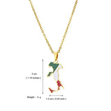 Italian map pendant stainless steel necklace famous ethnic style female niche design sense of light luxury geometric drip oil je