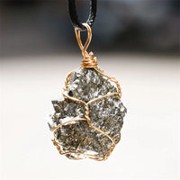 Natural Pyrite Crystal Pendant Necklace Women Men Release Anxiety Jewelry Reiki Energy Iron Rough Ore Mineral Specimen Necklaces