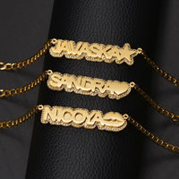 Auxauxme Custom Name Necklace Stainless Steel For Men Women Personalized Hip Pop Heart Star Mounth Nameplate Pendant Jewelry