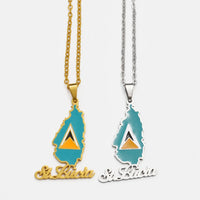 Anniyo Saint Lucia Map Flag Pendant Necklace for Women Girl Jewelry St. Lucia Chains Jewellery @126521