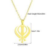 Sikh Culture Symbol Necklace Stainless Steel Clavicle Chain Religious Metal Neckchain Stylish Accessory for Daily Wear