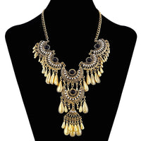 Fashion Ethnic Gypsy Bohemian Choker Necklace For Women Beads Drop Tassel Vintage Big Statement Collier Femme Party Jewelry Gift
